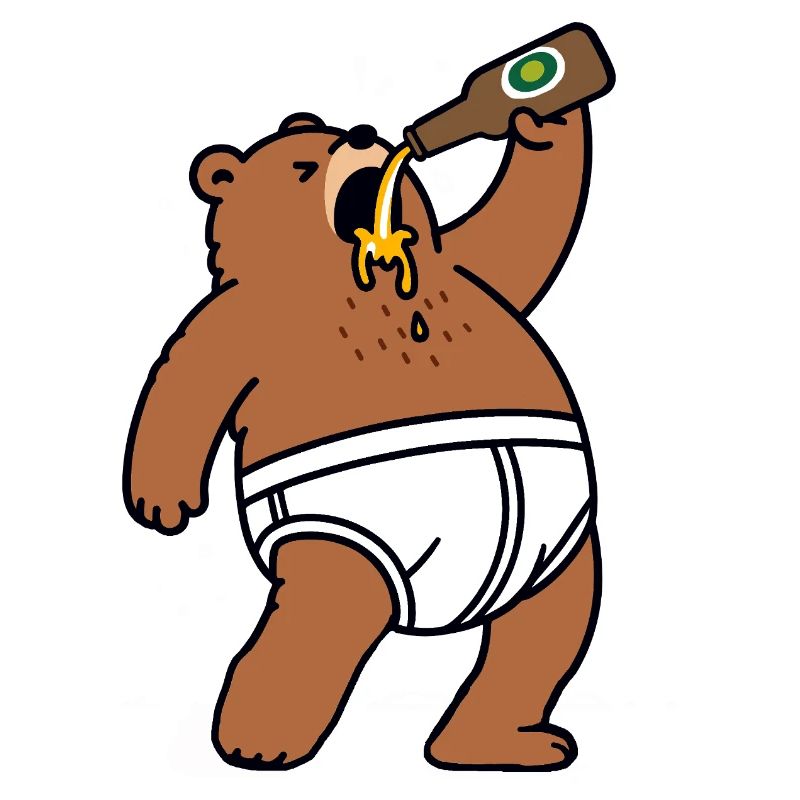 Drunk Bear Drinks Beer Berlin Bottle Party