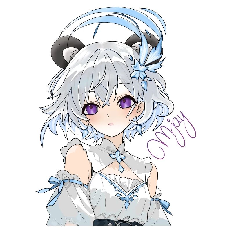 Fille anime bleue et blanche avec des fleurs