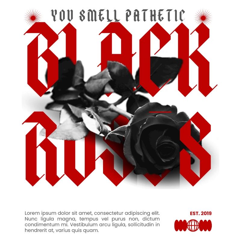 Rebellious black rose with statement