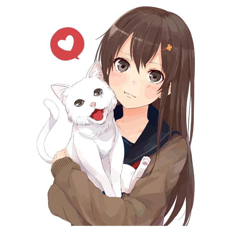 fille avec chat