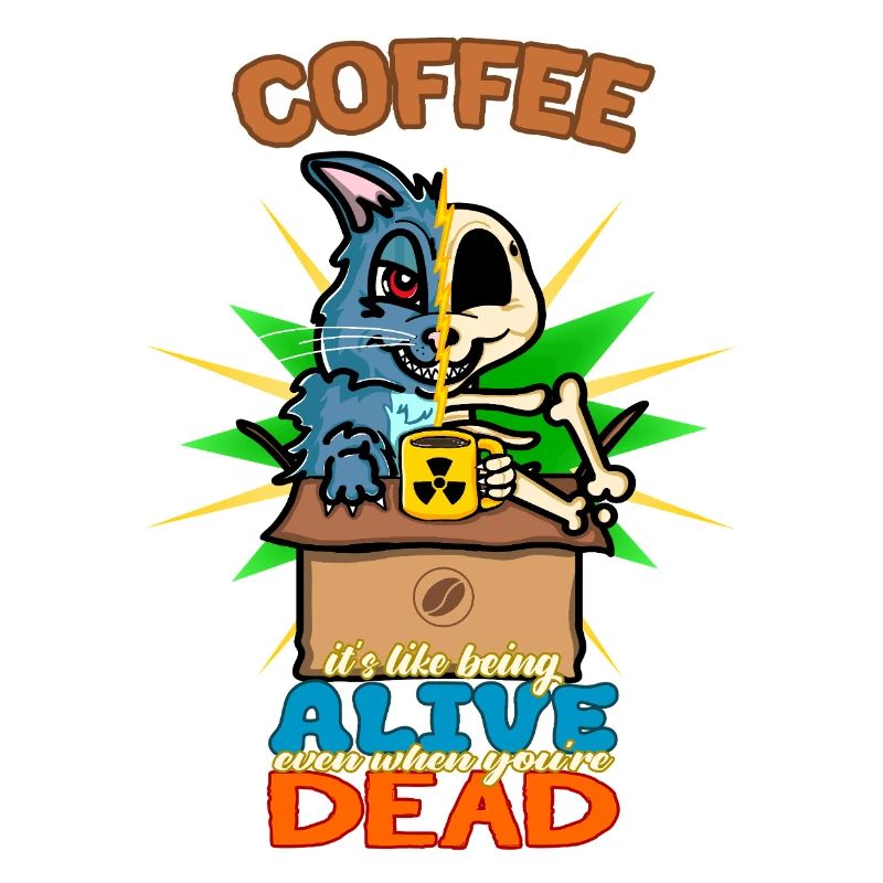 Dessin animé drôle de Schrödinger sur la science du café de chat