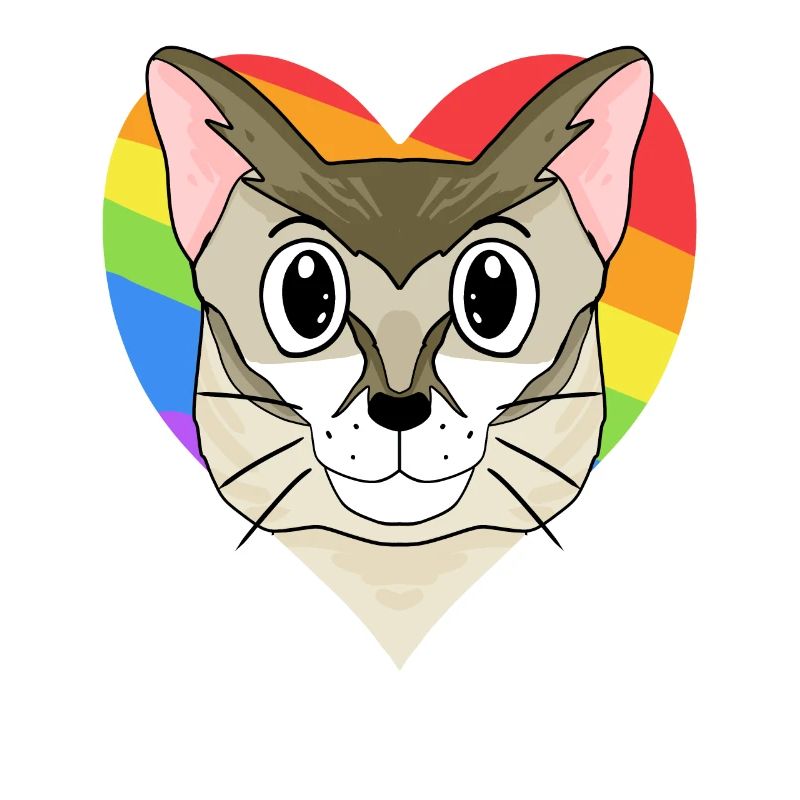 Singapura Katze - Regenbogen Herz
