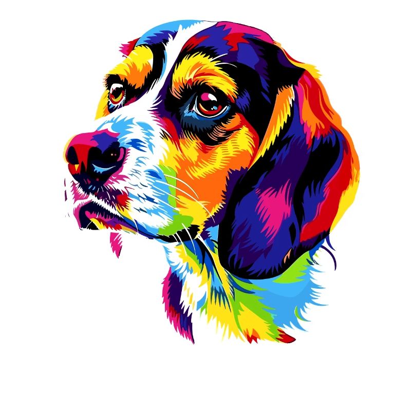 Beagle Chiot Popart Chien mignon Couleurs colorées Beagle