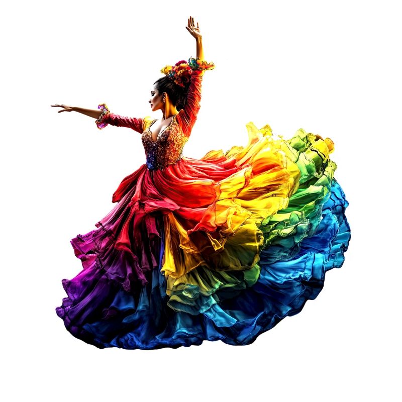 Flamenco Dancer Rainbow Colorful Dress Dancing