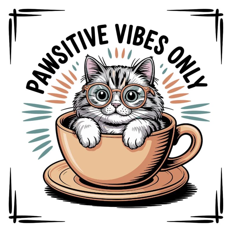 Pawsitive Vibes Only – Cat in a Cup