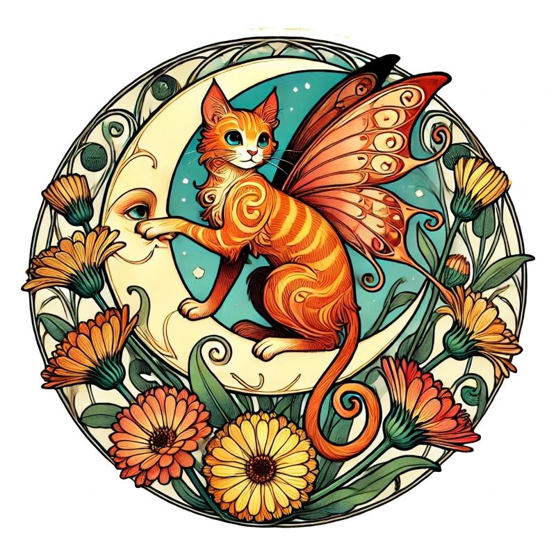 Ingwer Katze Fee Illustration