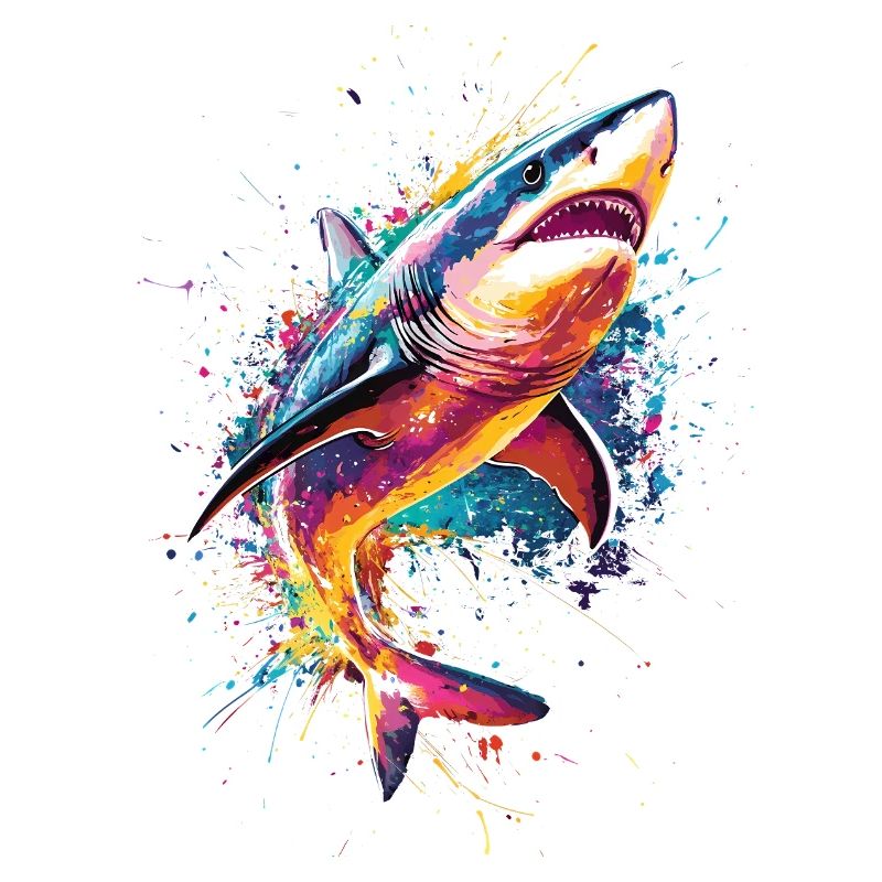 requin pop art couleur colorée