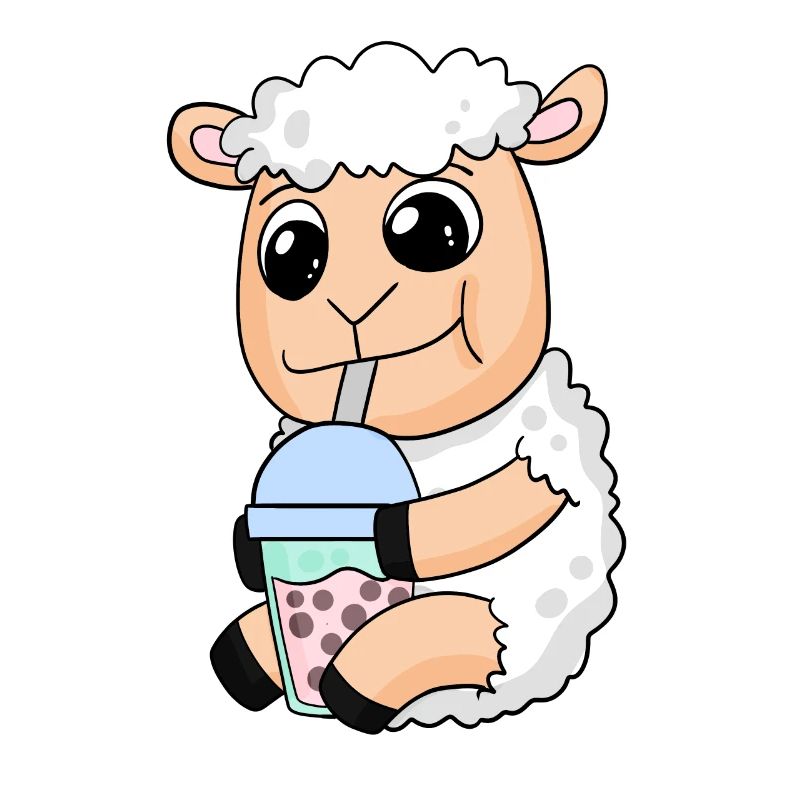 Sheep bubble tea motif
