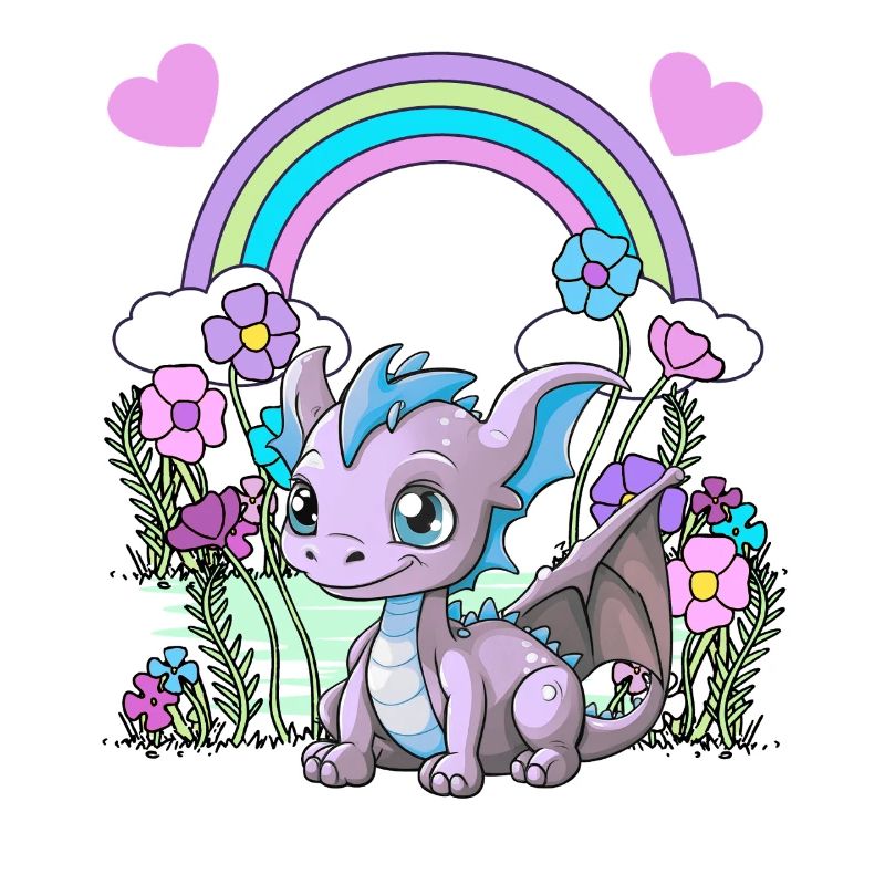 Drache Drachen Kinder Kind Regenbogen