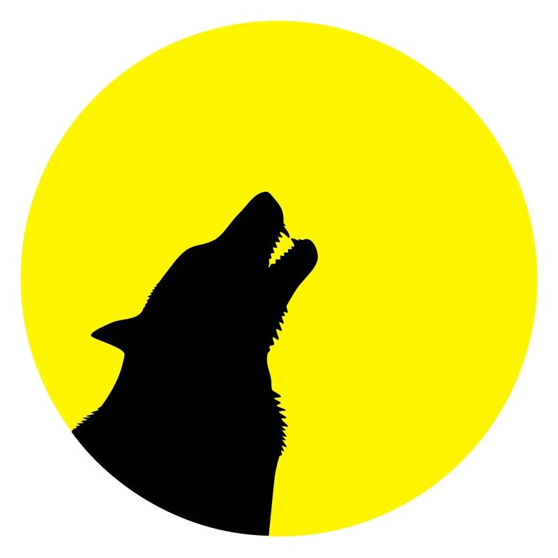 Loup hurlant devant les dents de lune wolve