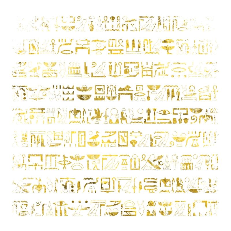 Golden Egyptian hieroglyphs pattern