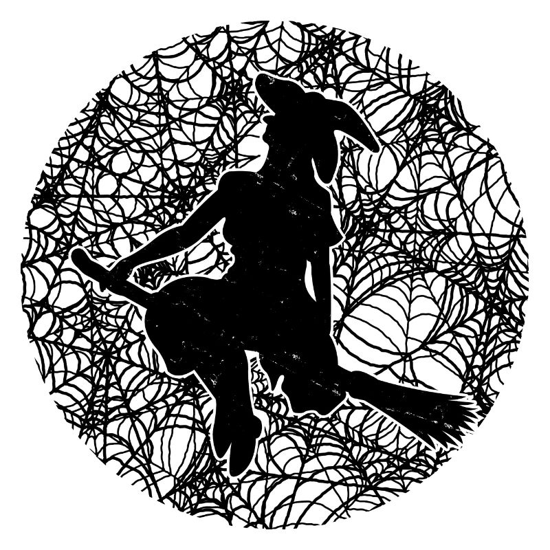 Spooky Spider Web Witchcraft Broomstick Halloween