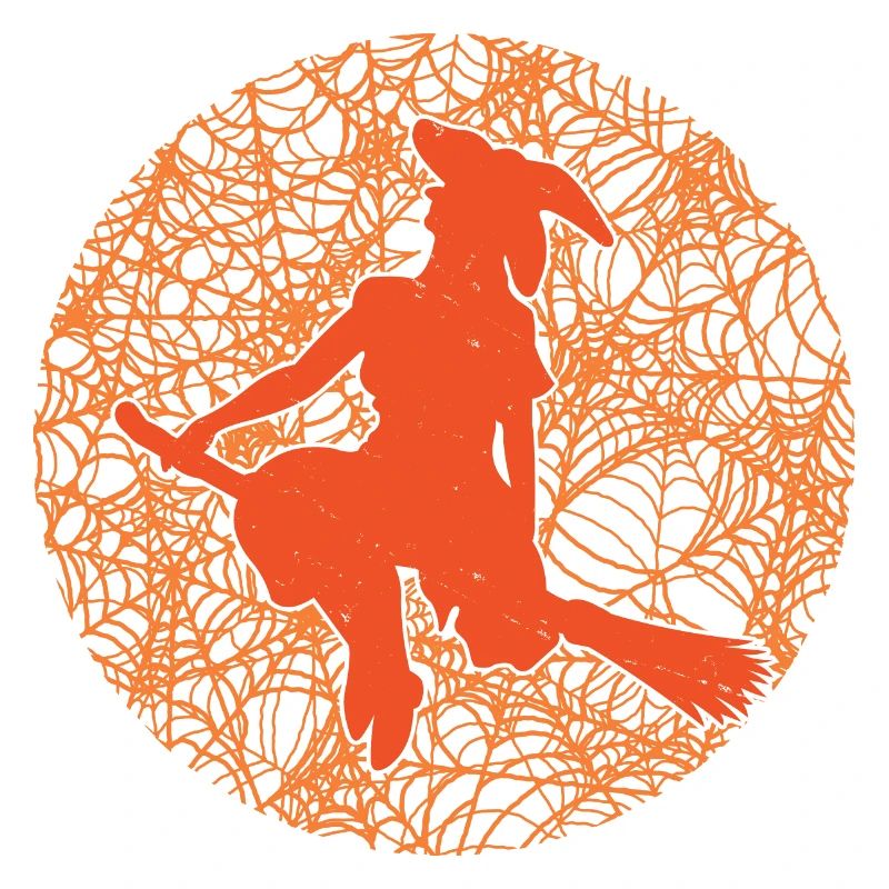 Spooky Spider Web Witchcraft Broomstick Halloween