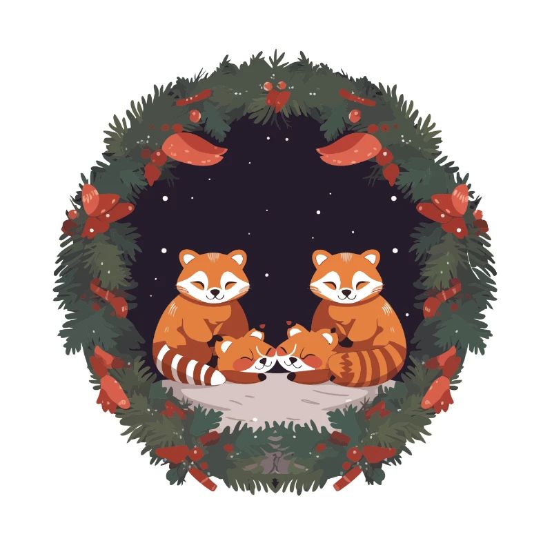 Motif de Noël panda roux