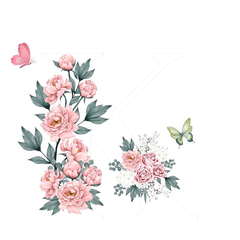 Letter k pink flowers