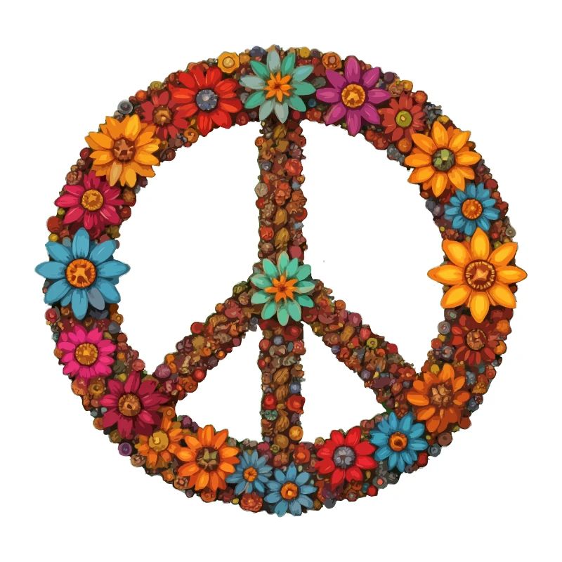 Symbole de paix avec des fleurs