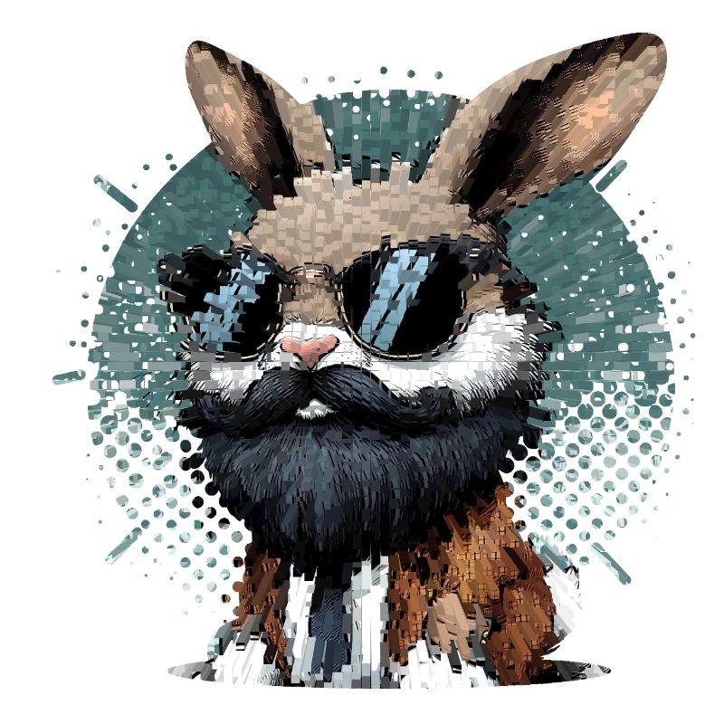 Lapin avec barbe et lunettes de soleil
