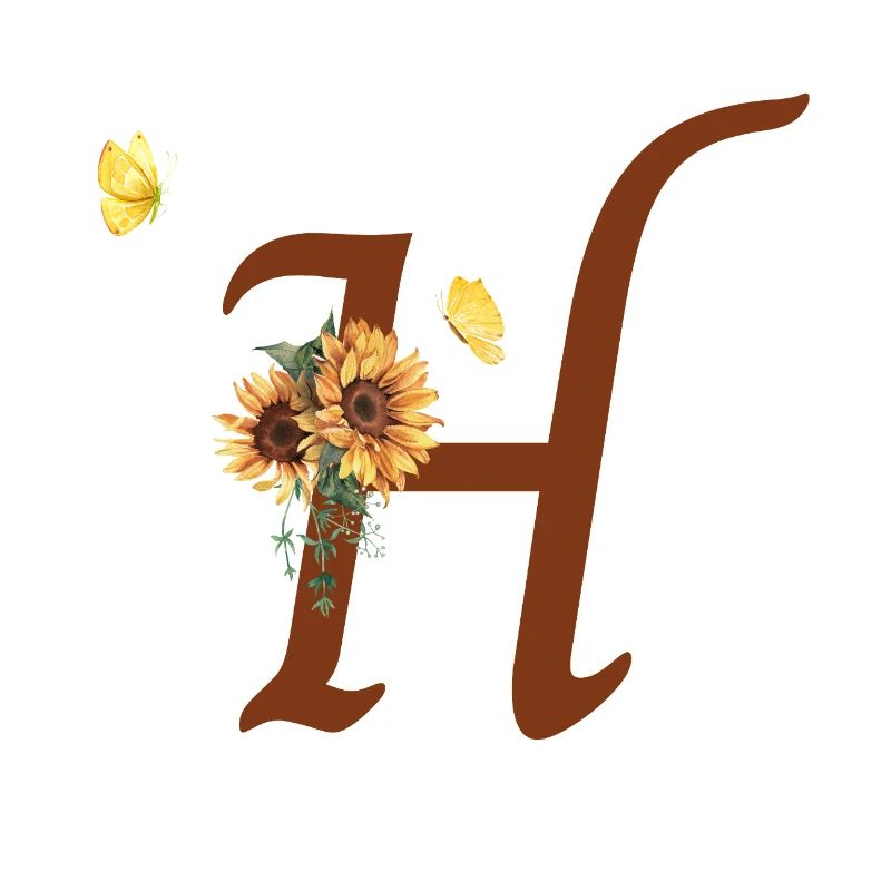 Lettre h tournesol papillon
