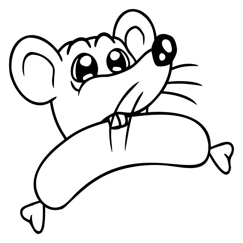 Mouse big sausage eating hunger sausage grilling