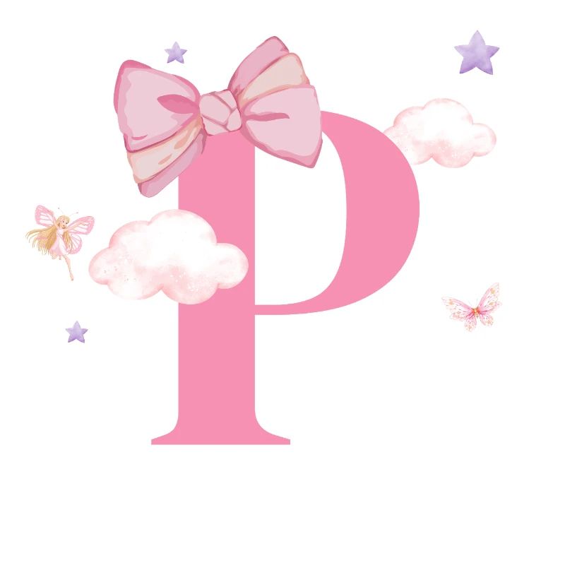 Letter p pink clouds