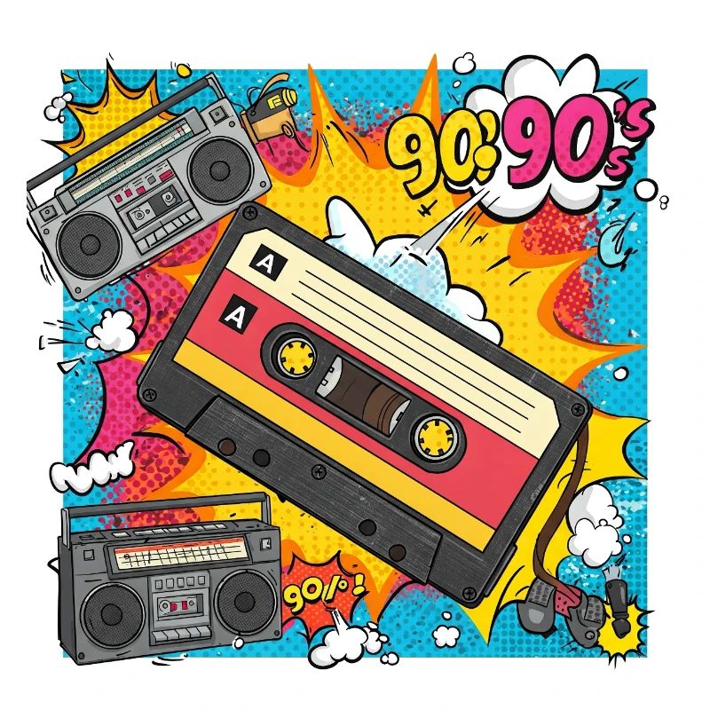 90er-Vibes: Comic-Kassette im Retro-Look