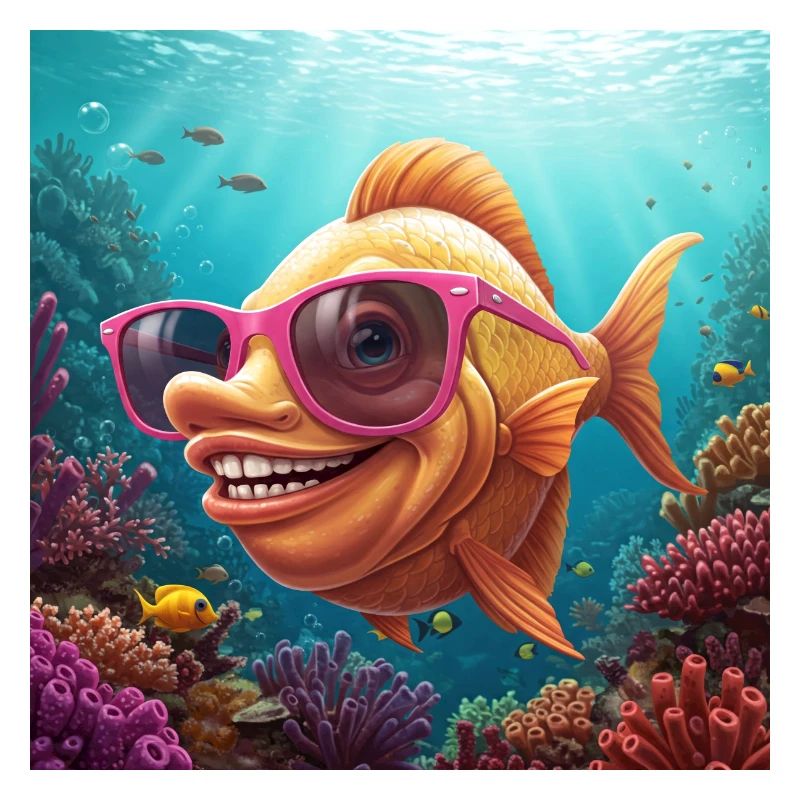 Fins Funny fish with sunglasses