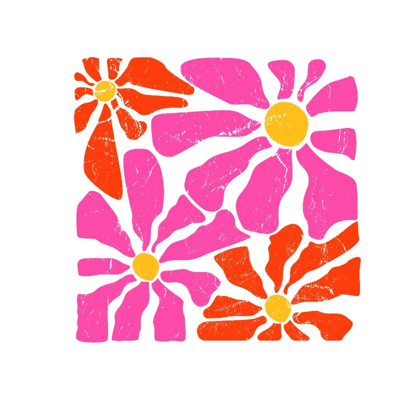 Fleurs groovy rétro rose et orange