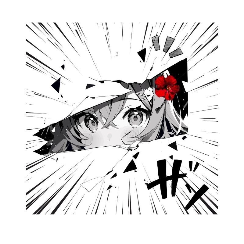 Fille d’anime avec fleur rouge