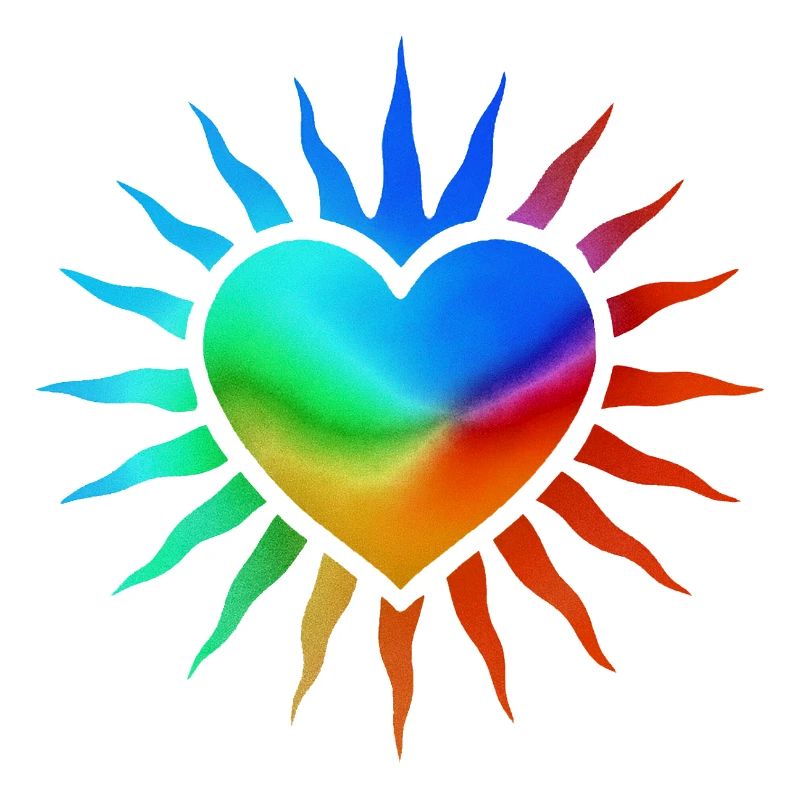 Regenbogenherz mit Sonnenstrahlen