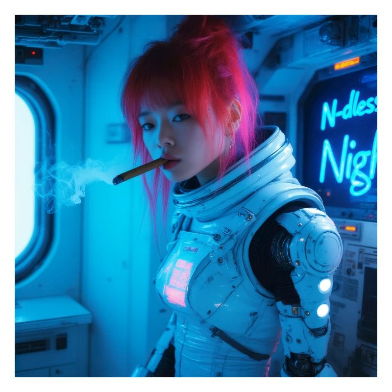 Space Soldier mit einer Zigarre