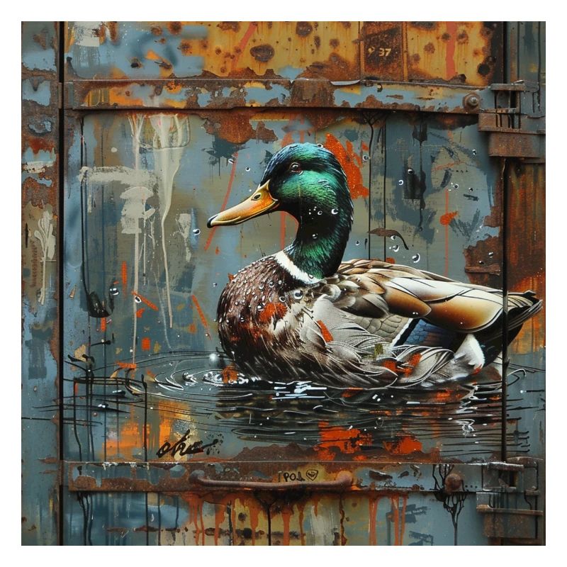 Graffiti Duck Rust Metal Container Door