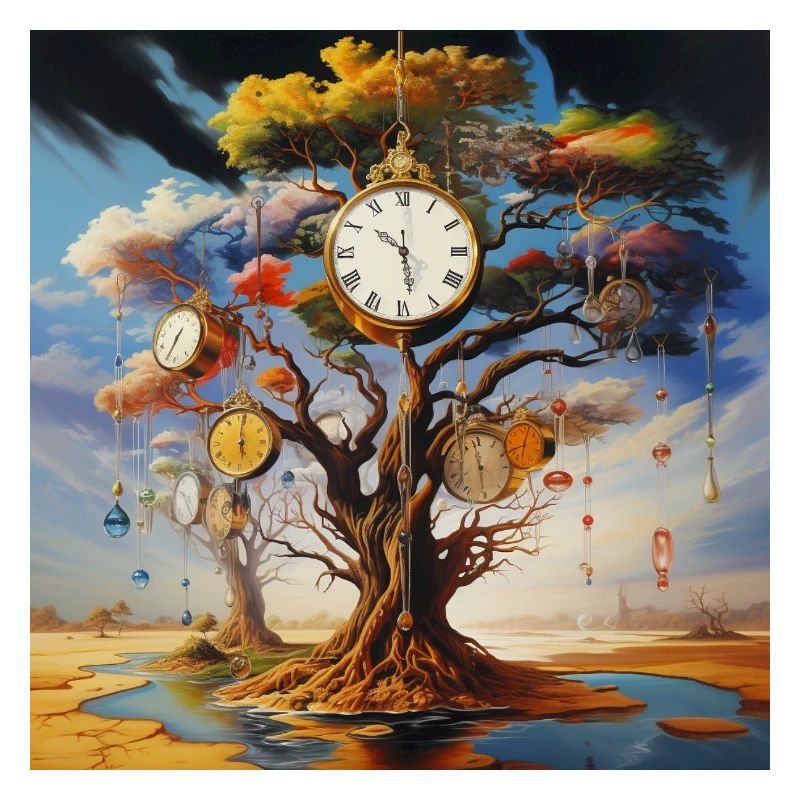 Uhren Baum Zeit Landschaft surreal