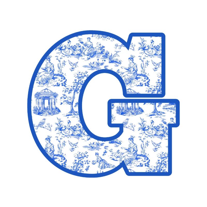 Letter g blue chinoiserie