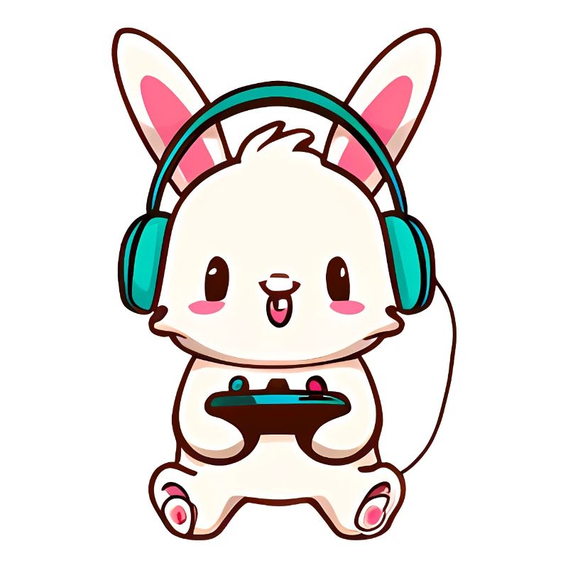 00245 Hase mit Kopfhörer und Controller