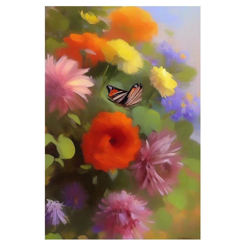 Fleurs et papillon