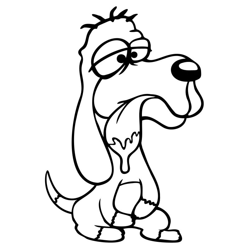 Hund Sitzt Sabbert Spucke Zunge Lustig Dumm Comic