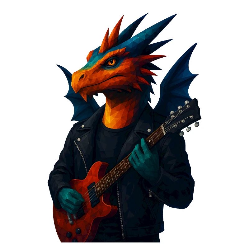 WPAP Stil Tiere - Drachen Gitarrist