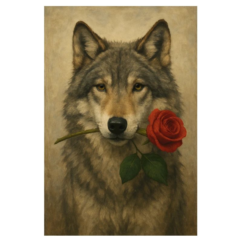 Wolf mit Blume