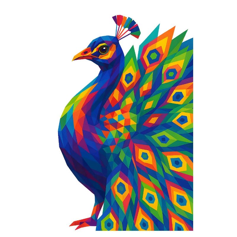 WPAP Polygon Style Animaux - Portrait de Paon