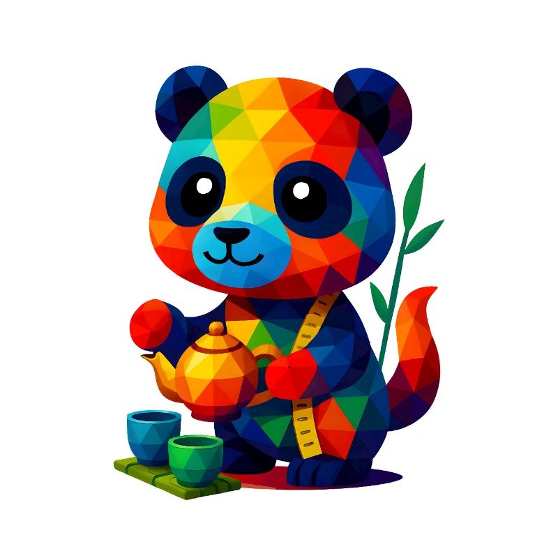 WPAP Polygon Kawaii Stil Tiere Baby Panda Teetasse