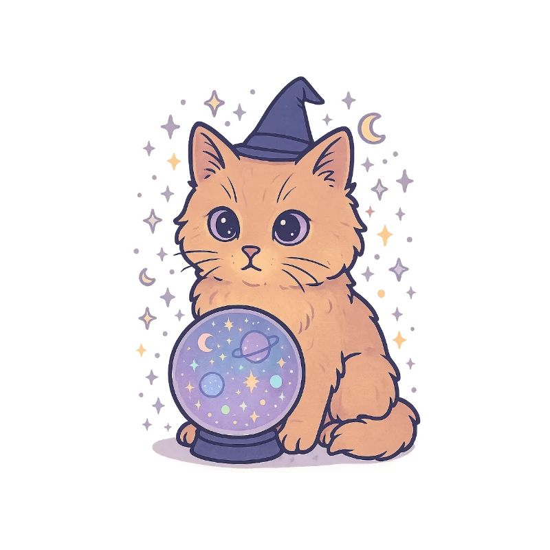 Chat astro avec boule de cristal