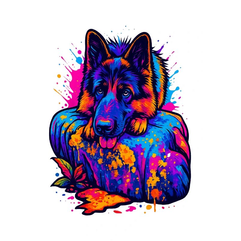 German Shepherd with Paint Splash