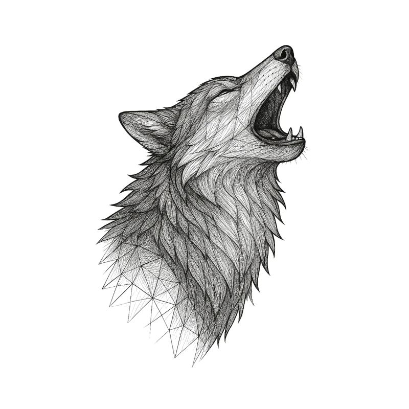 Geometric wolf head in howling