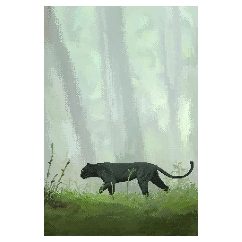 Retro Pixel Art Jungle Panther
