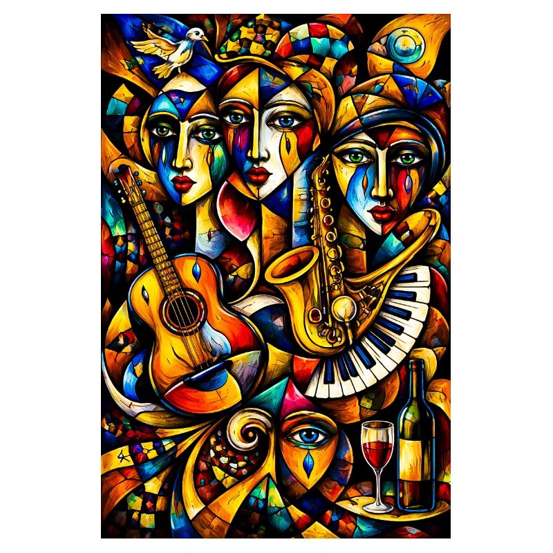 Collage musical de couleurs cubiste