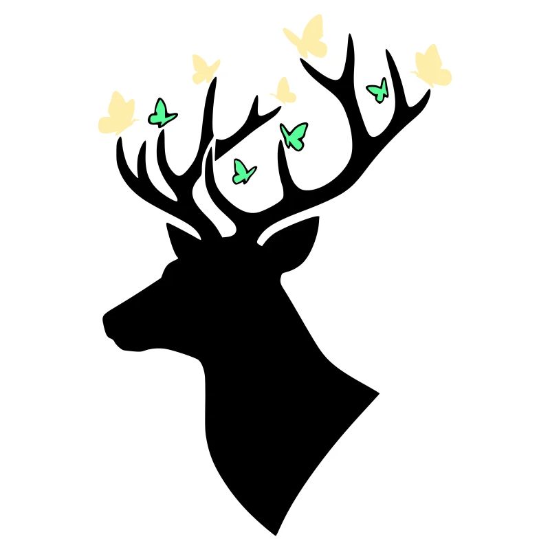 Deer Head Butterfly Multicolored