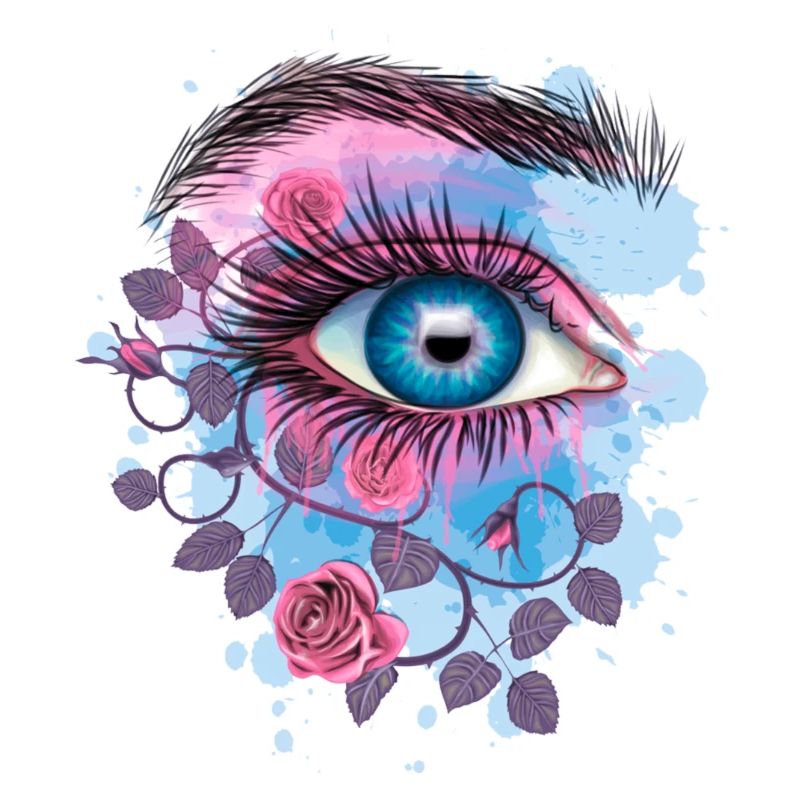 Blue Psychedelic Floral Eye