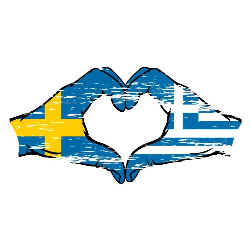 Suède Grèce Drapeau Mains Coeur Forme Utilisé