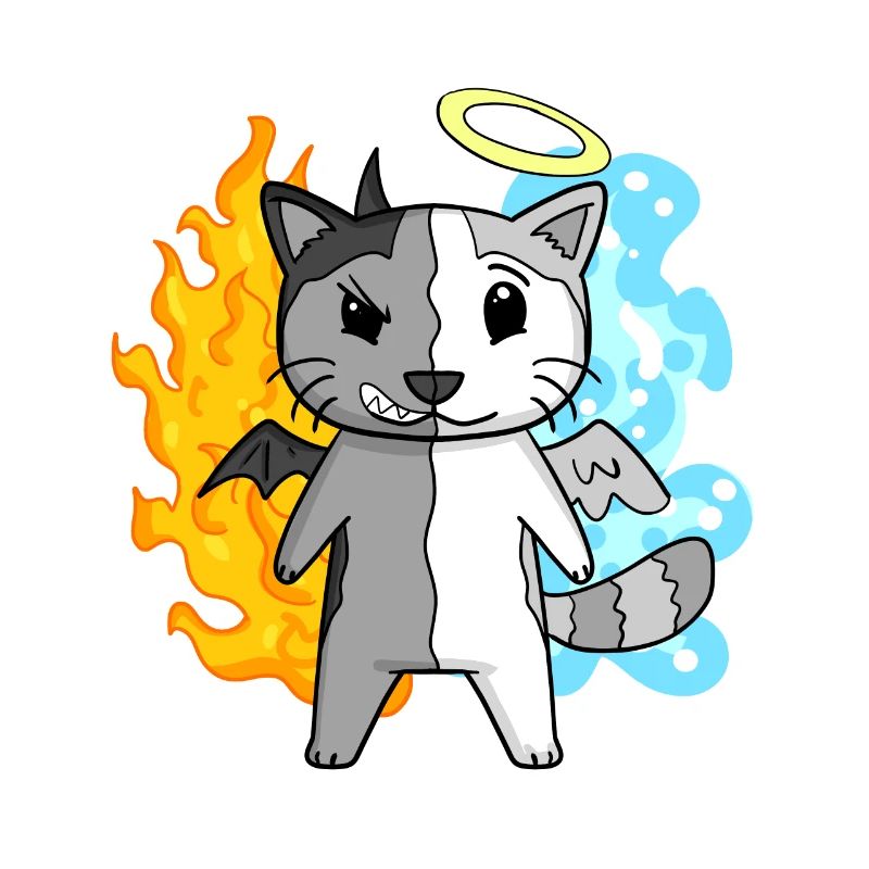 Cat Angel and Devil