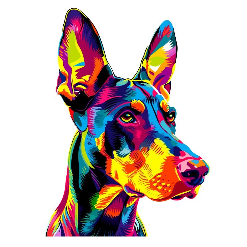 Dobermann Hund Bunte Farben Pop Art Dobermänner